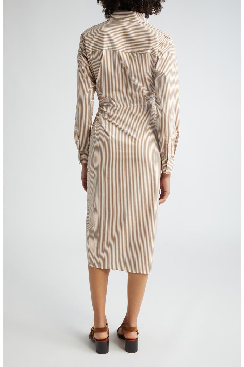 Wright Stripe Long Sleeve Cotton Shirtdress, Alternate, color, ACORN/ WHITE