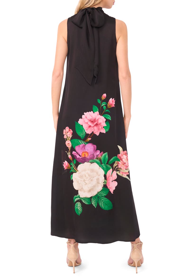 Anna Placed Floral High Neck Maxi Dress, Alternate, color, RICH BLACK