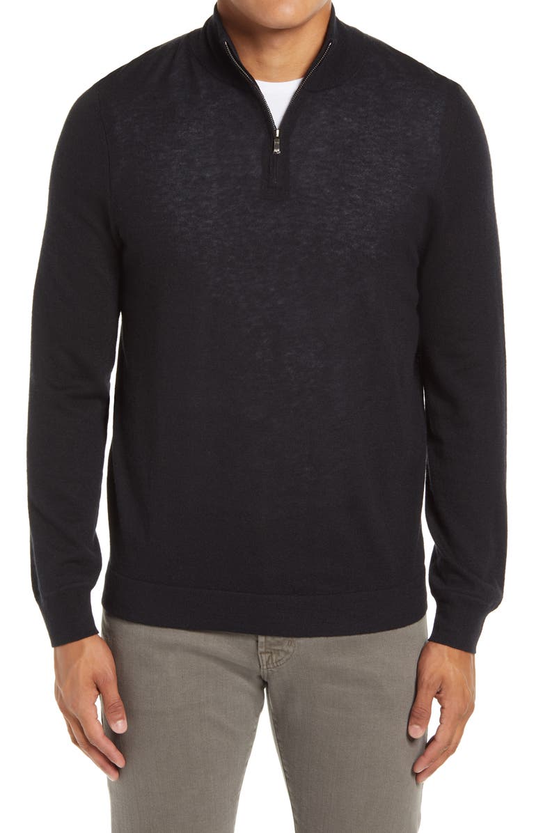 Nordstrom Men's Shop Quarter Zip Lightweight Cashmere Sweater, Main, color,