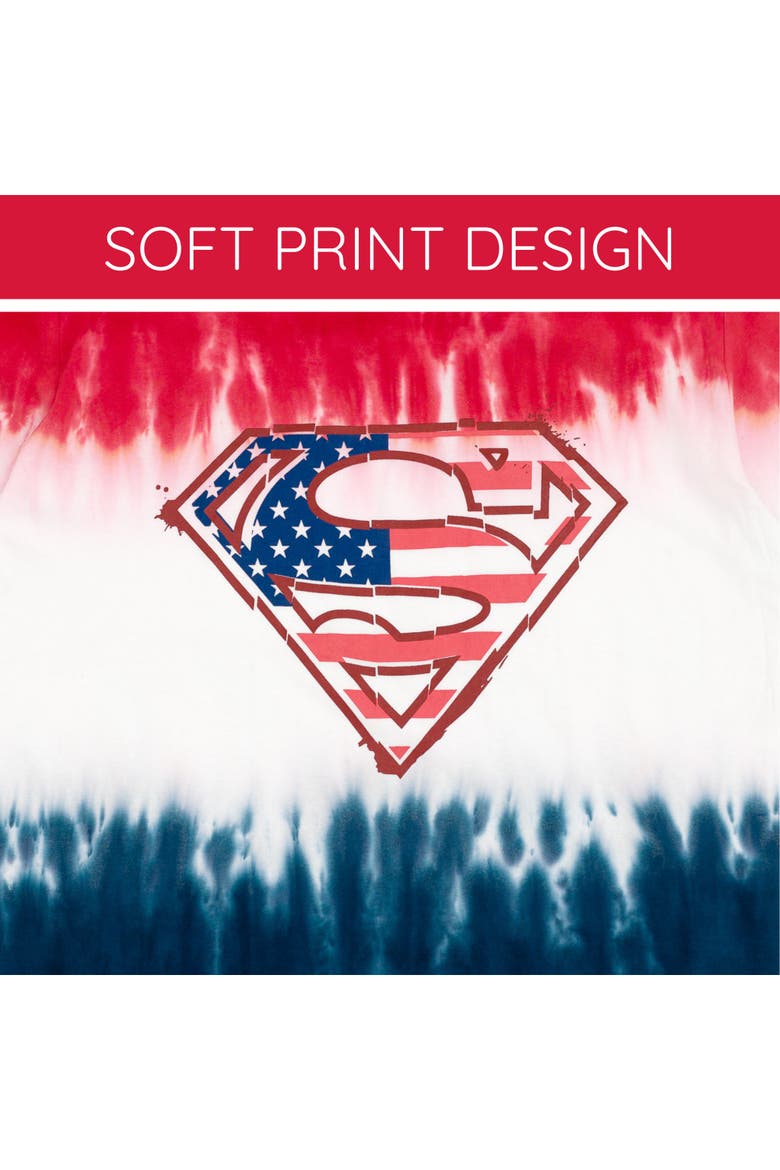 Justice League Superman July 4th T-Shirt, Alternate, color, Superman Blue Tie Dye