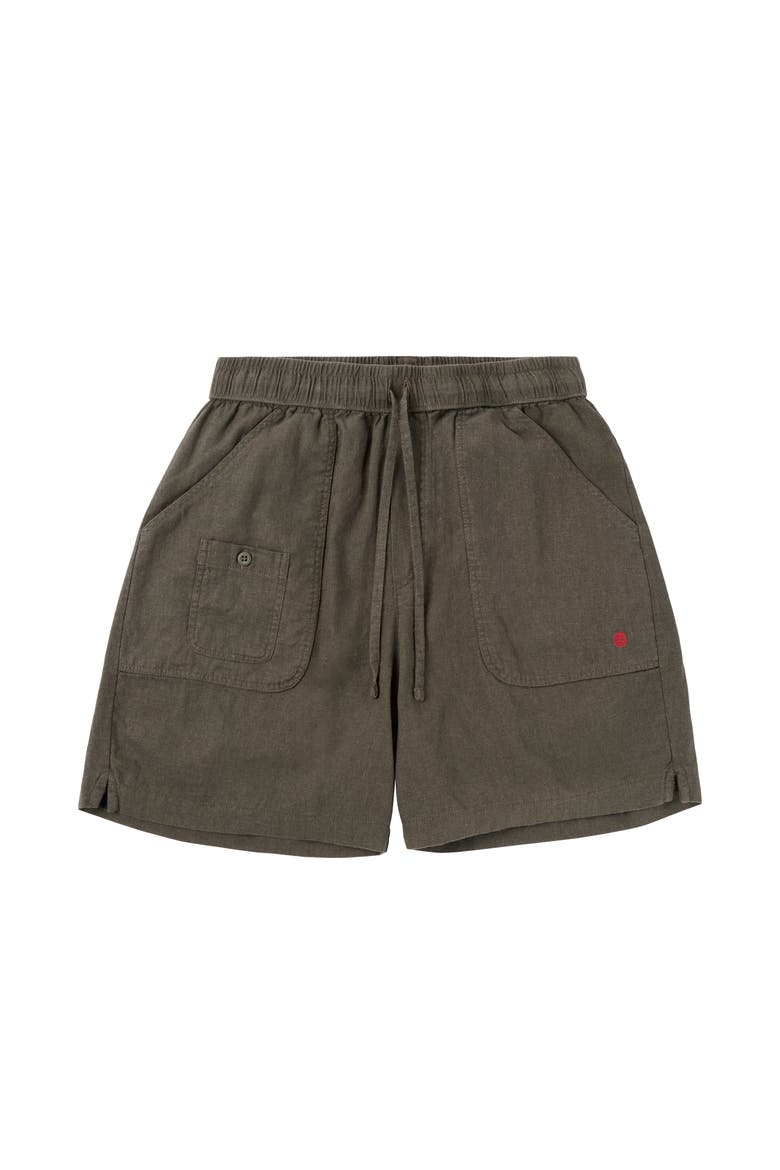 Traveller's Linen Shorts Mens, Main, color, Olive