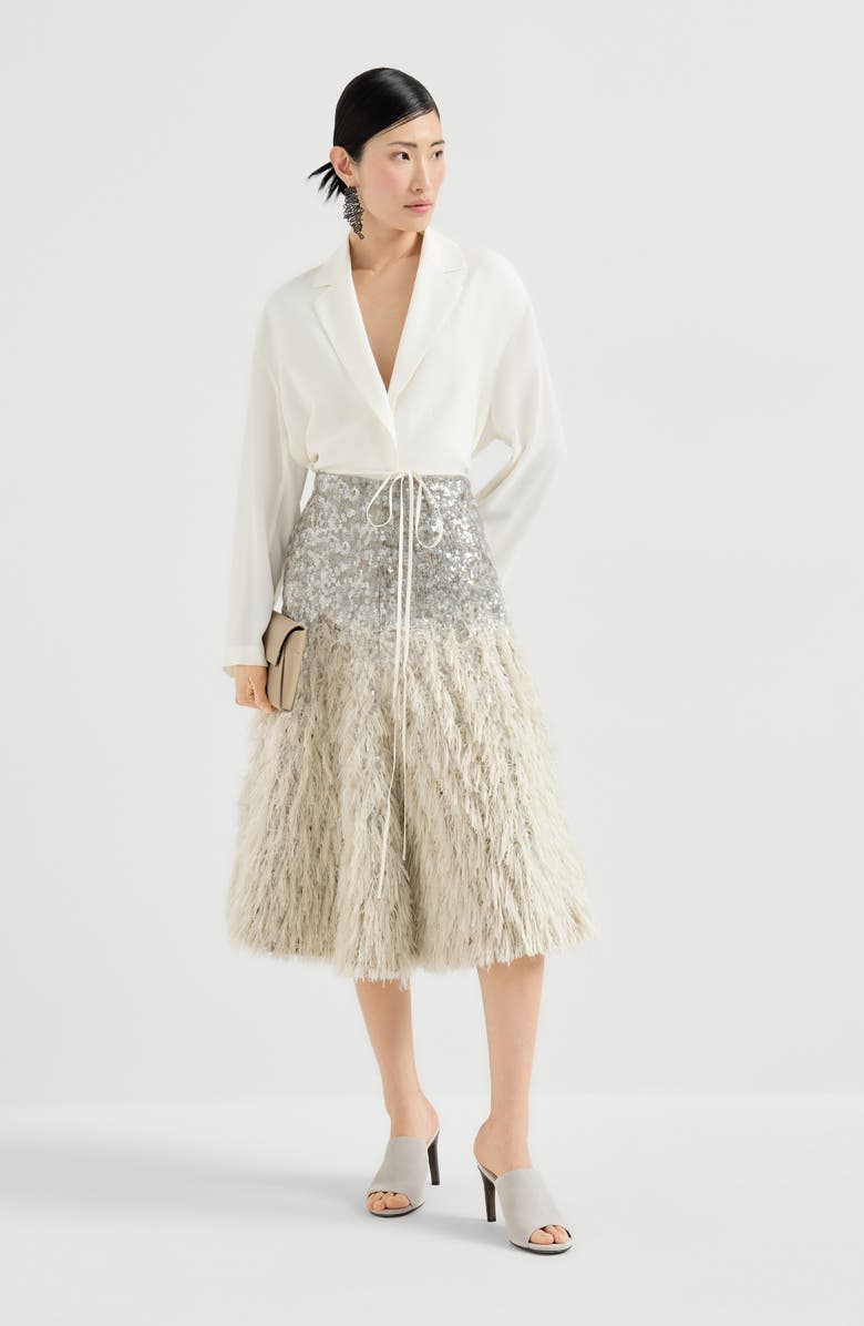 Brunello Cucinelli Dazzling dégradé skirt, Alternate, color, Grey