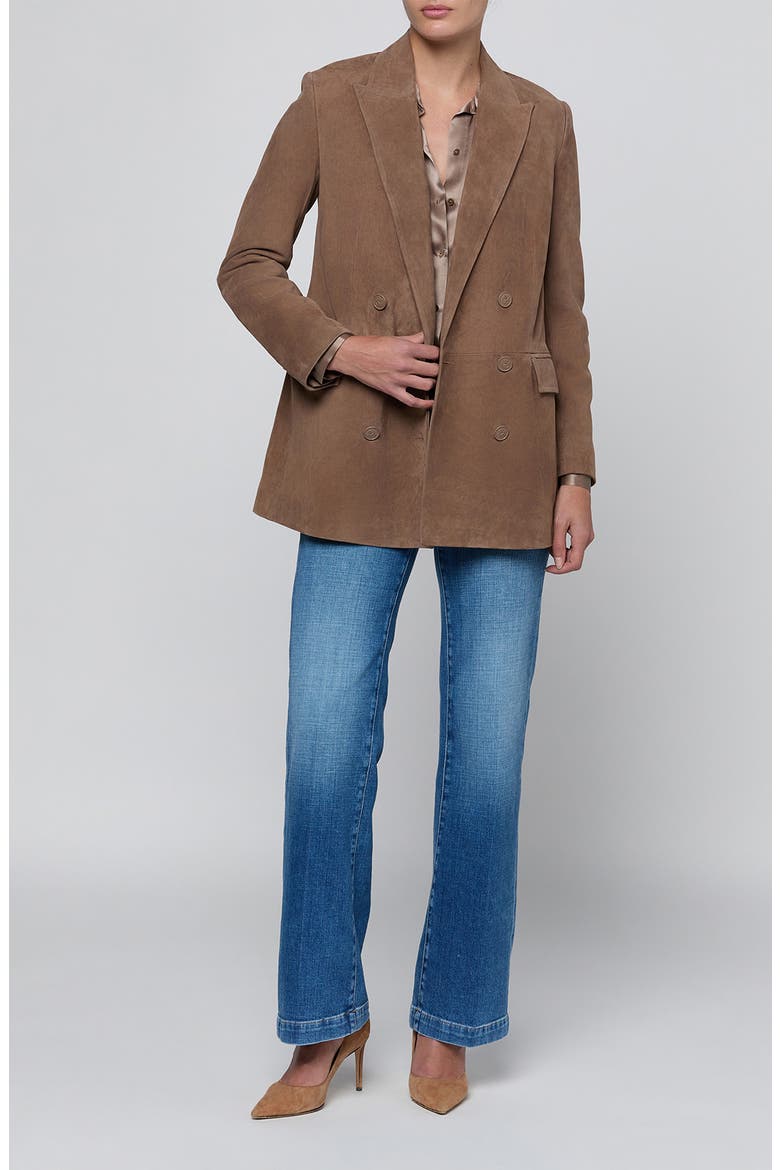 Aimee Relaxed Fit Double Breasted Suede Blazer, Alternate, color, CARDAMOM SUEDE