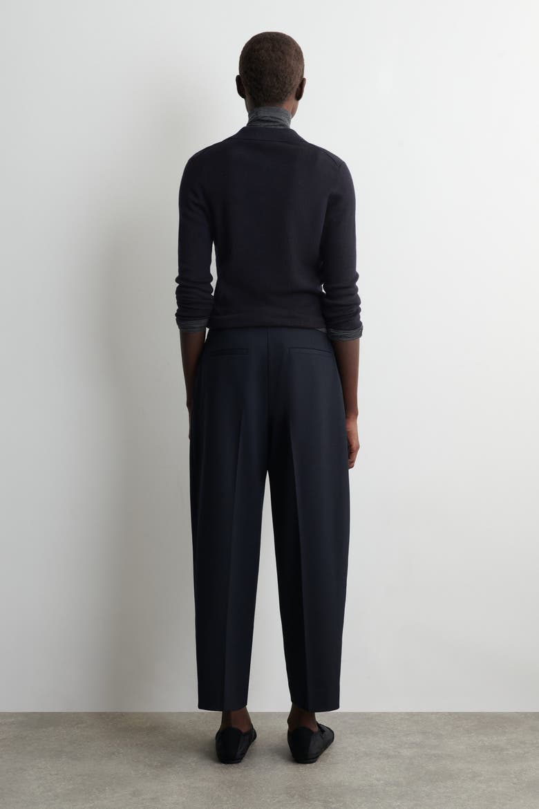 Wool-Blend Barrel-Leg Pants, Alternate, color, NAVY