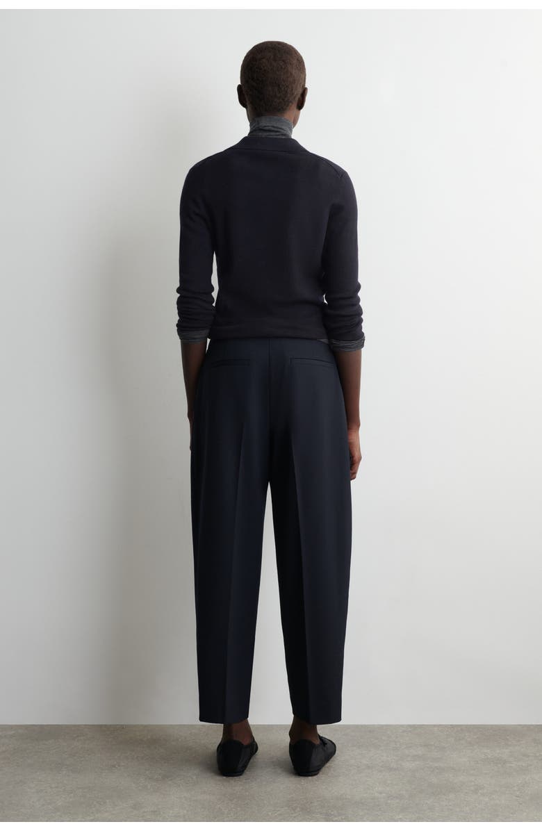 COS Wool-Blend Barrel-Leg Pants, Alternate, color, Navy