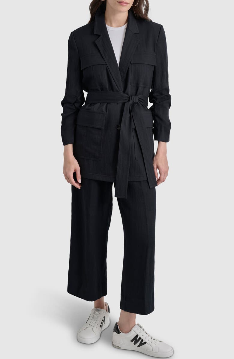 DKNY Weathered Twill Belted Jacket, Alternate, color, 