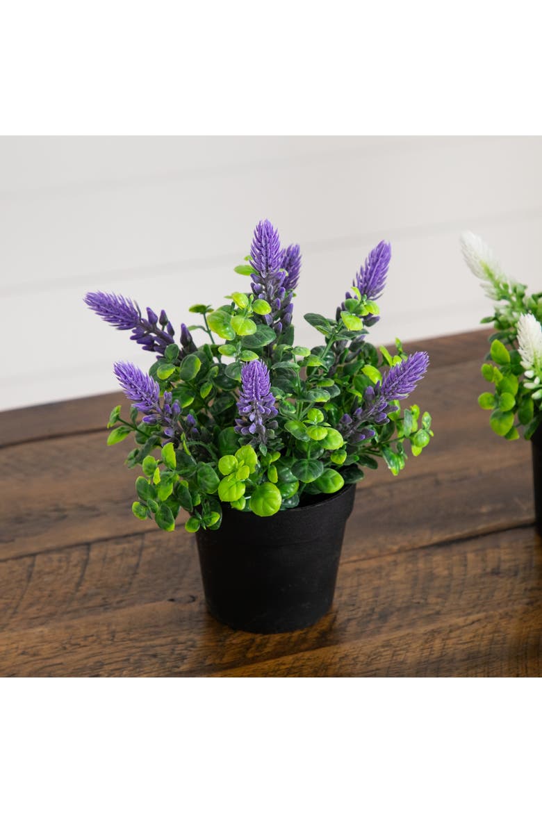 8-in Artificial Spiked Lavender Plant in Black Pot - Set of 3, Alternate, color, Assorted