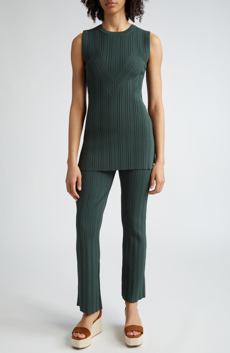 Veronica Beard Semma Variegated Rib Sleeveless Sweater, Alternate, color, Forest Green