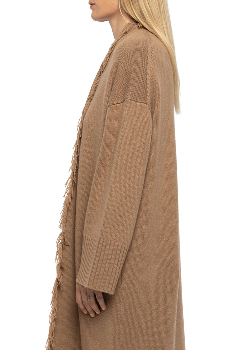Camy Longline Fringe Cardigan, Alternate, color, CAMEL