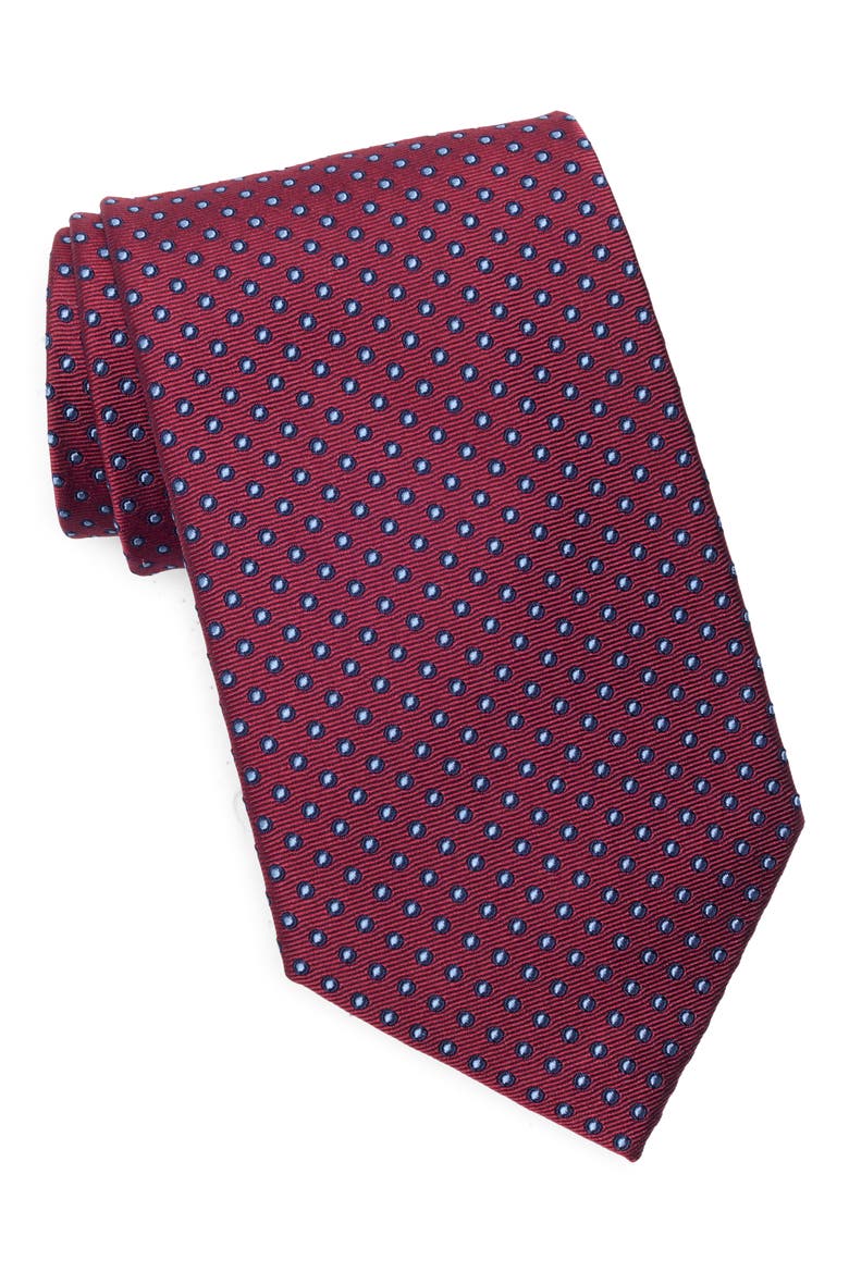 Tex Framed Dot Silk Blend Tie, Main, color, RED