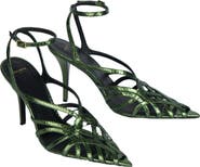 Balmain Python-Effect Leather Cage Sandals