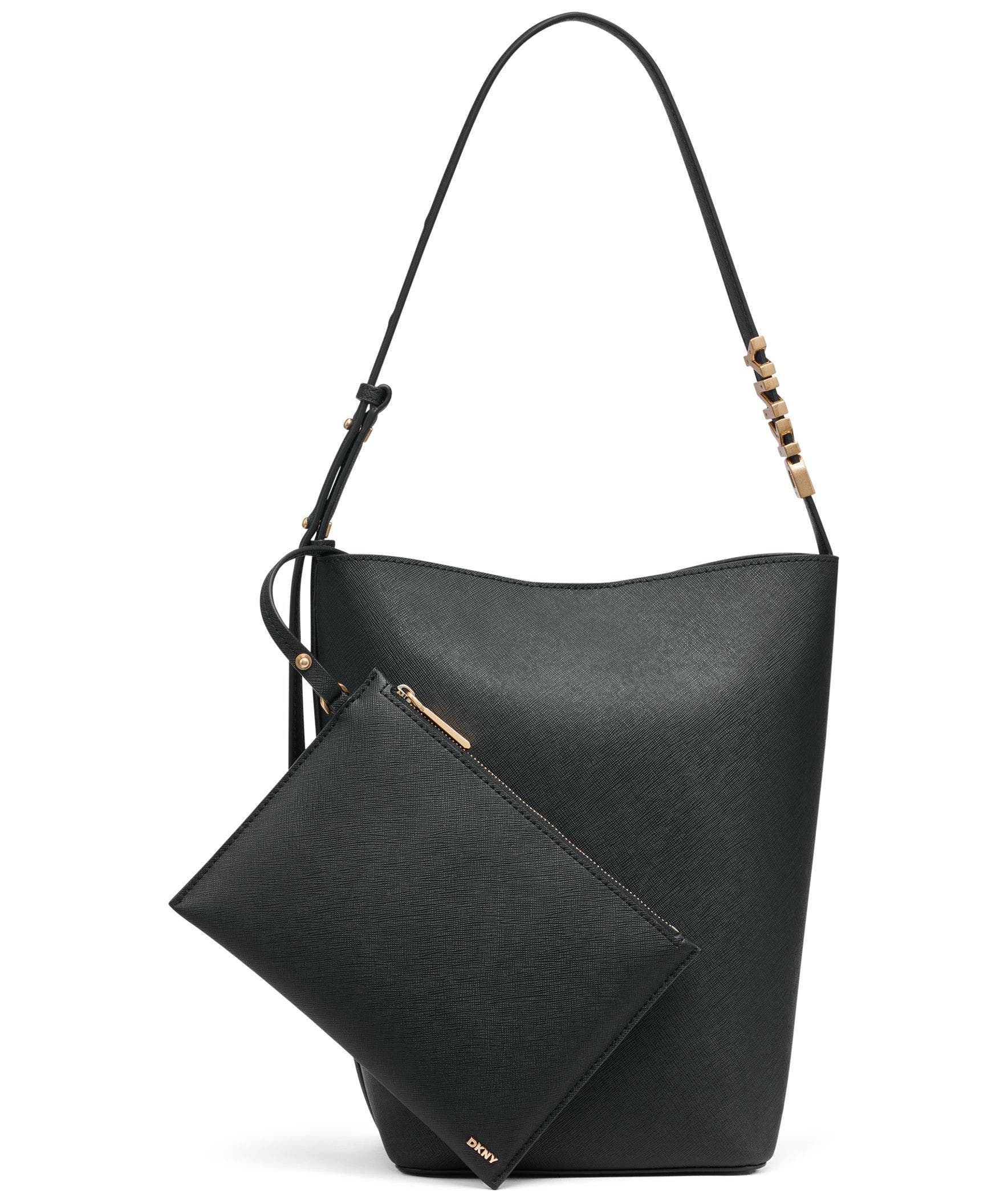 DKNY Avril Bucket Bag, Main, color, Black/Gold