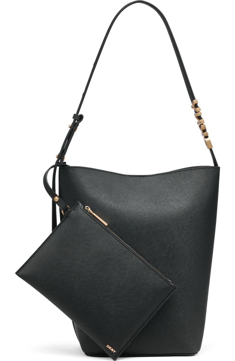 DKNY Avril Bucket Bag, Main, color, Black/Gold