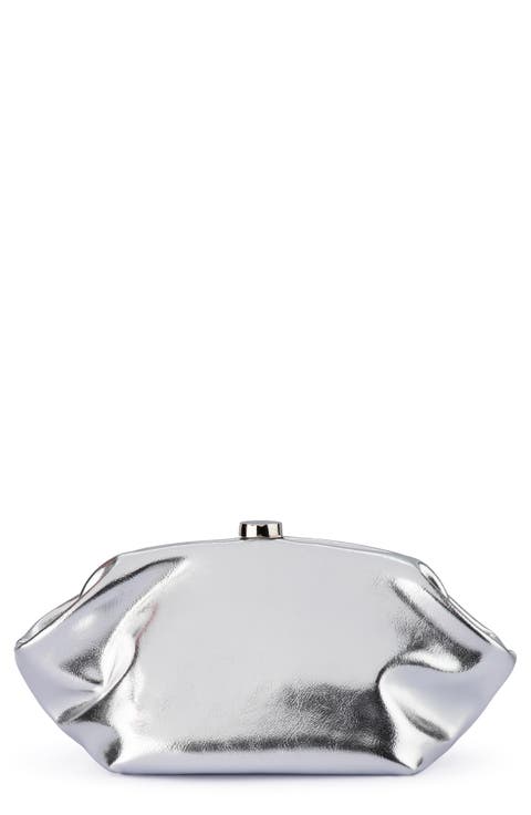 Tally Metallic Faux Leather Frame Clutch