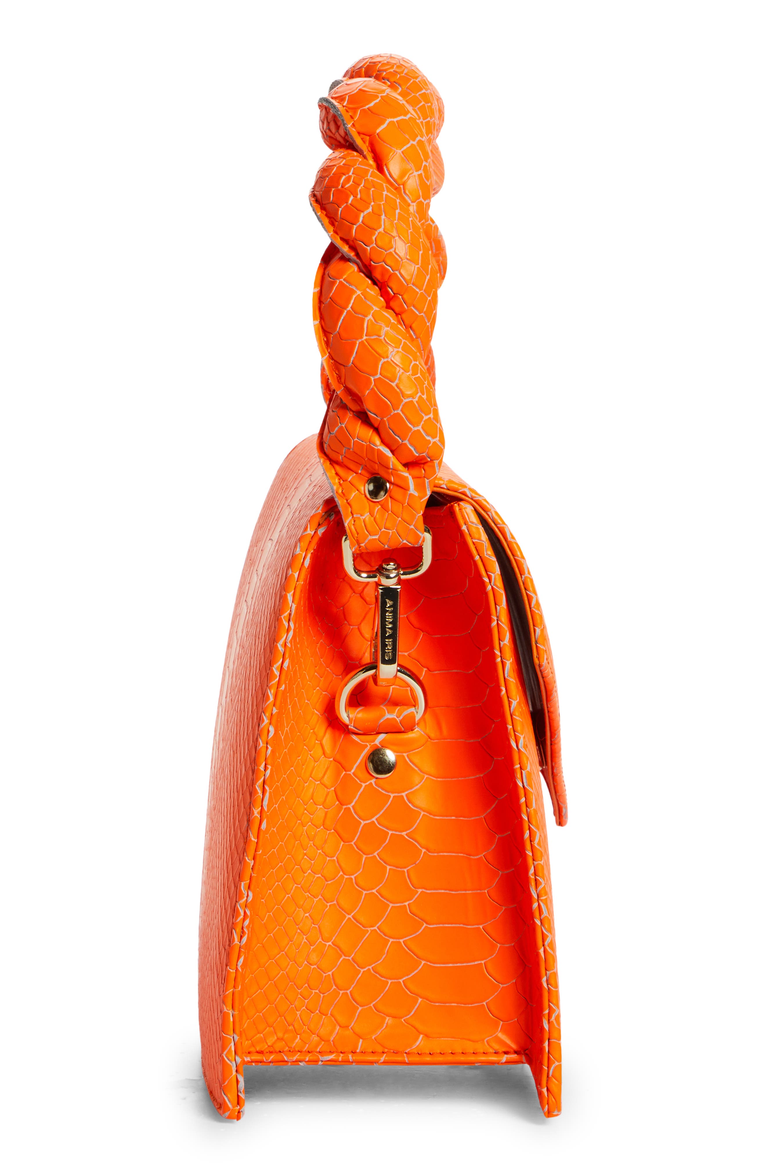 Grande Zaza Leather Top Handle Bag, Alternate, color, NEON ORANGE