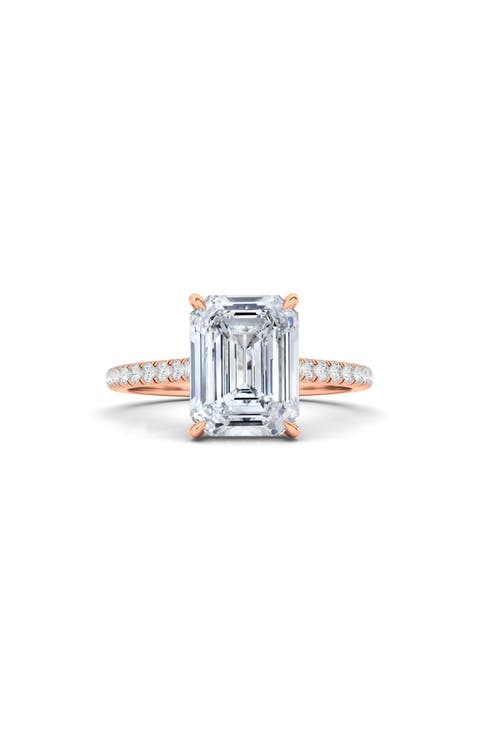 Emerald Cut Pavé Lab Grown Diamond Ring