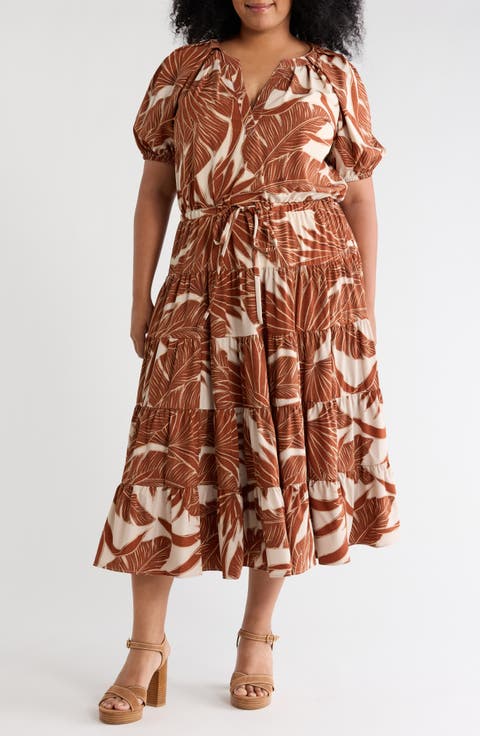 Short Sleeve Floral Midi Dress