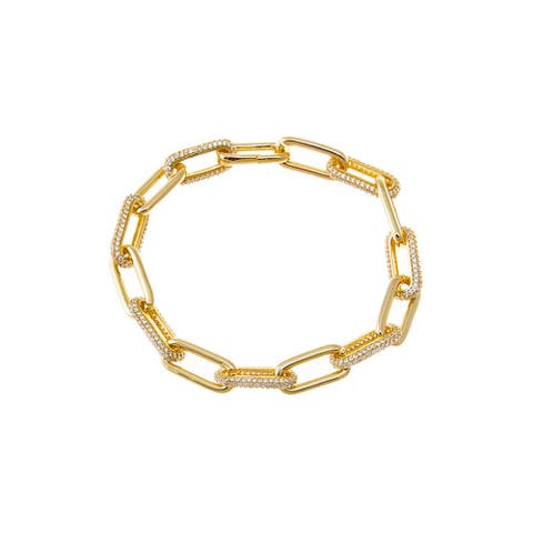 CZ Pave Fancy Box Link Bracelet