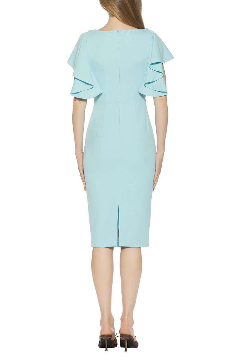 Sherri Boatneck Ruffle Sleeve Midi Dress, Alternate, color, ICE BLUE