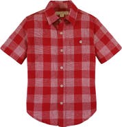 Hope & Henry Boys' Linen Short Sleeve Button Down Shirt, Kids