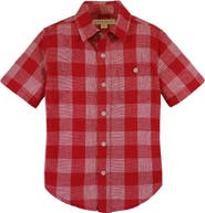 Hope & Henry Boys' Linen Short Sleeve Button Down Shirt, Kids
