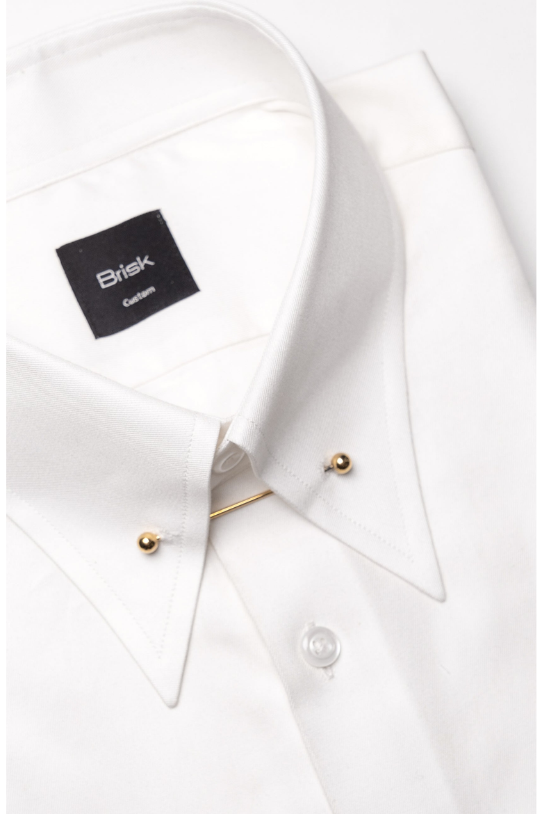 Classic Collar Pin Pima Cotton Twill Shirt, Alternate, color, Pearl White