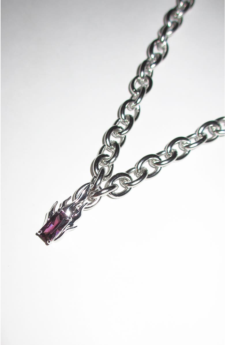 Rimor Jewelry Purple Gem Flame Chain, Main, color, Silver