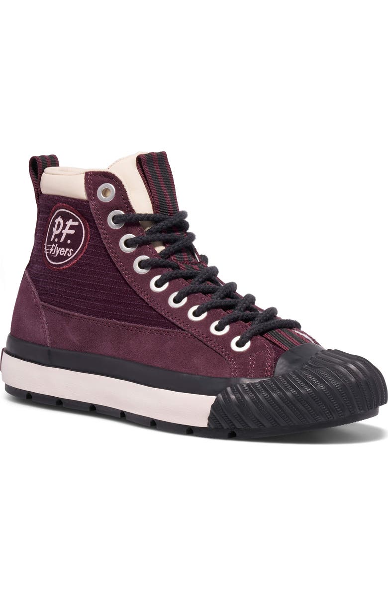 P.F. Flyers Grounder Hiker High-Top Sneaker, Main, color, Burgundy