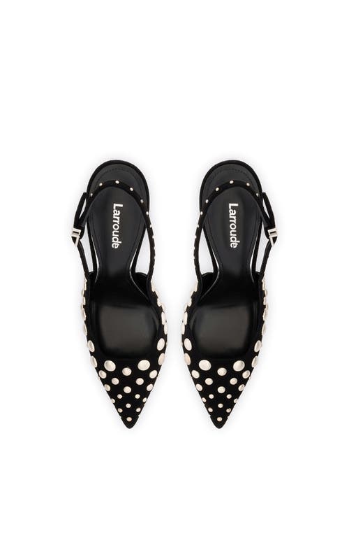 Larroude Kaitlan Studded Suede Slingback Pumps In Black With Studs