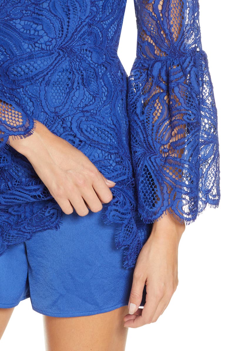 Lilly Pulitzer<sup>®</sup> Denise Long Sleeve Lace Overlay Romper Dress, Alternate, color, 