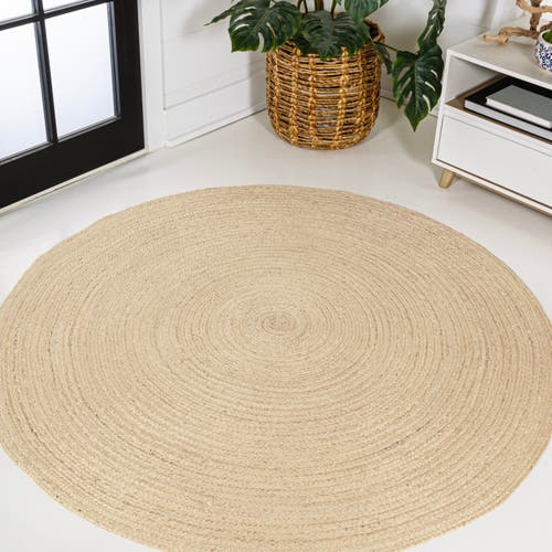 Jonathan Y Zara Braided Coastal Cottage Round Jute Round Area Rug In Ivory