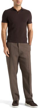 Manière De Voir Rowen Textured Knit Revere Polo Shirt