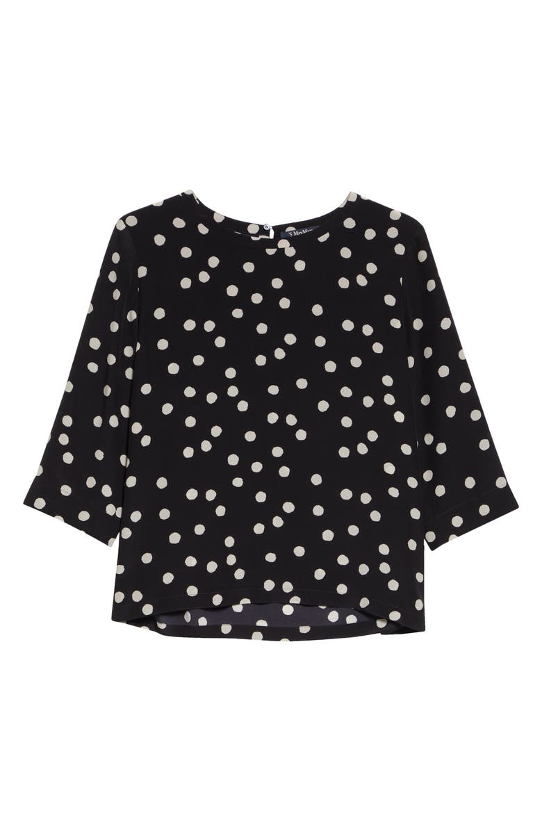 Max Mara Arturo Polka Dot Silk Top, Alternate, color, 