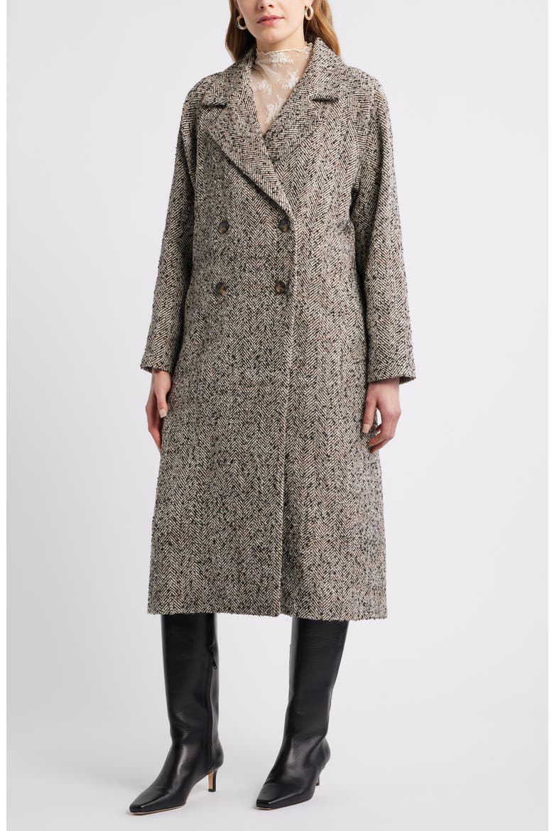 Herringbone Tweed Coat, Alternate, color, BROWN- BLACK TWEED