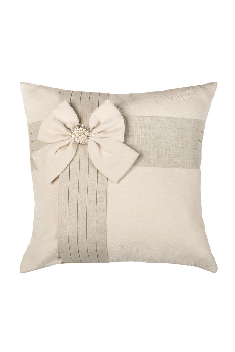 Fancy Bow Wrapping Present Throw Pillow, Main, color, White