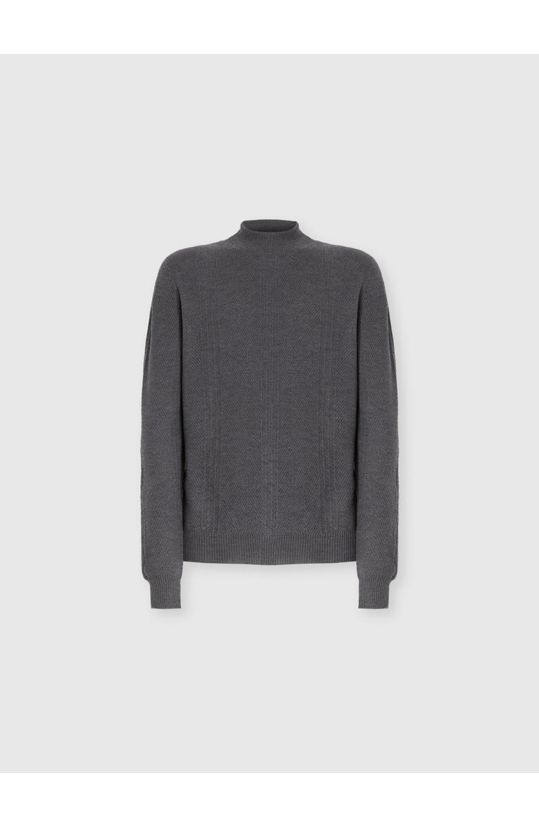 Missoni High-neck Sweater With Tone-on-tone Chevron Pattern, Main, color, Grey
