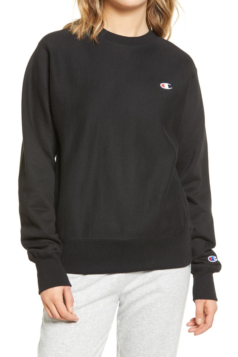 Reverse Weave® Boyfriend Sweatshirt, Main, color, BLACK