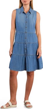 HINT OF BLU Belle Sleeveless Tiered Denim Dress