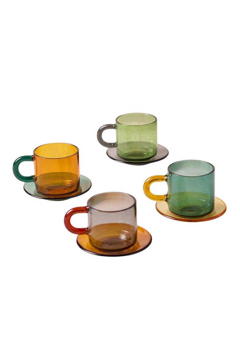 Niko Glass Espresso Cup & Saucer - Set of 4, Main, color, Multicolor