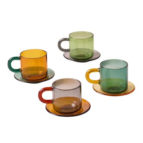 Niko Glass Espresso Cup & Saucer - Set of 4