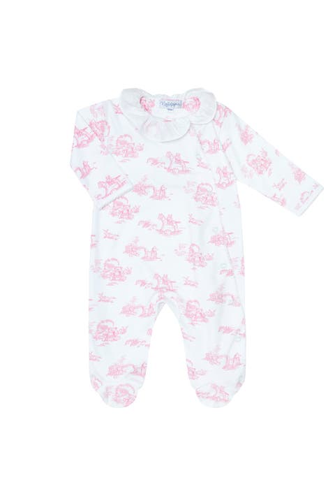 Pink Toile Crossover Footie - Baby