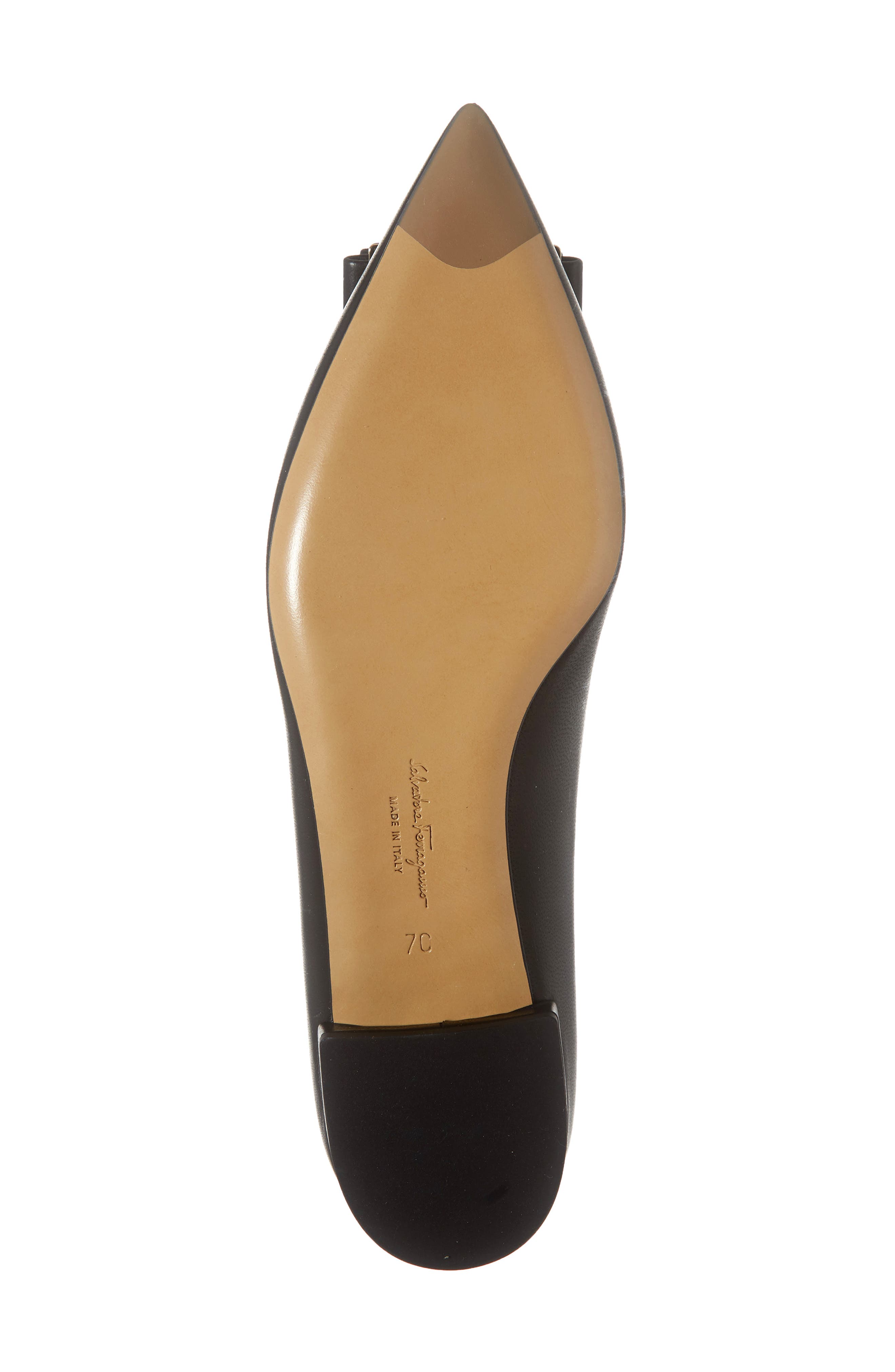 Salvatore Ferragamo Zeri Pointy Toe Flat, Alternate, color, BLACK LEATHER