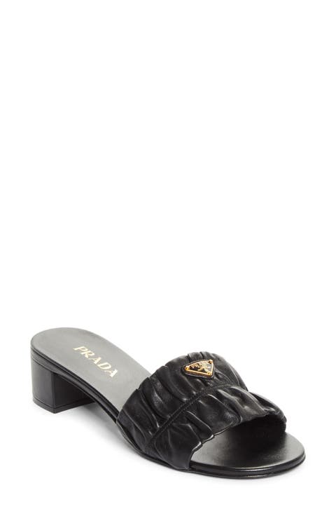 Ruched Logo Sandal (Women)