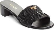 Prada Ruched Logo Sandal