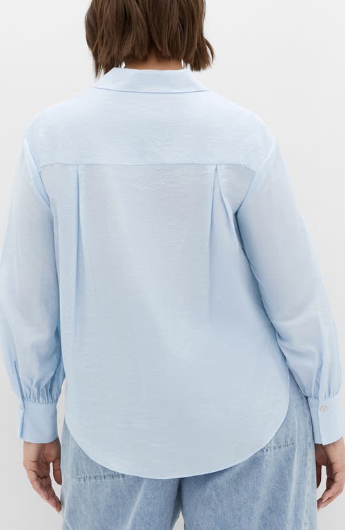 City Chic Elena Tie Waist Shirt In Blue