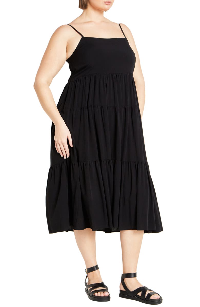 City Chic Mystic Tiered Midi Sundress, Alternate, color, 