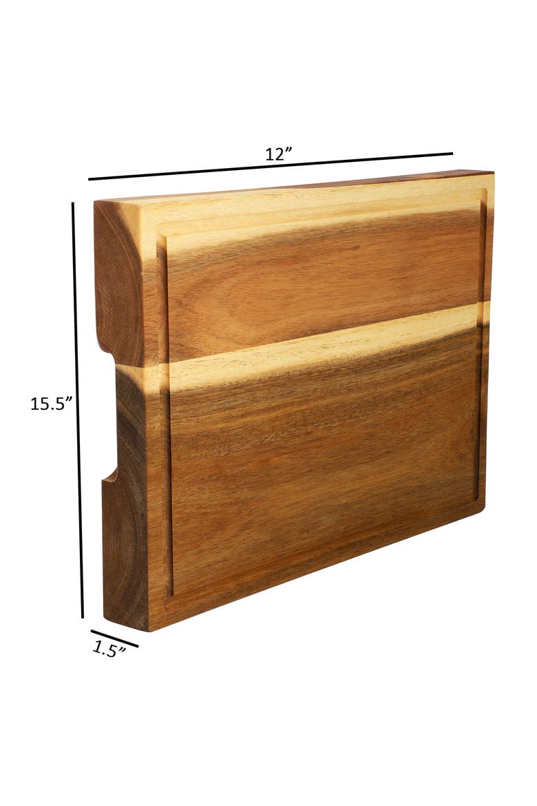 15.5 x 12 Inch Acacia Wood 1.5 Inch Thick Carving and Cutting Serving Butcher Board with Juice Groove, Alternate, color, Acacia