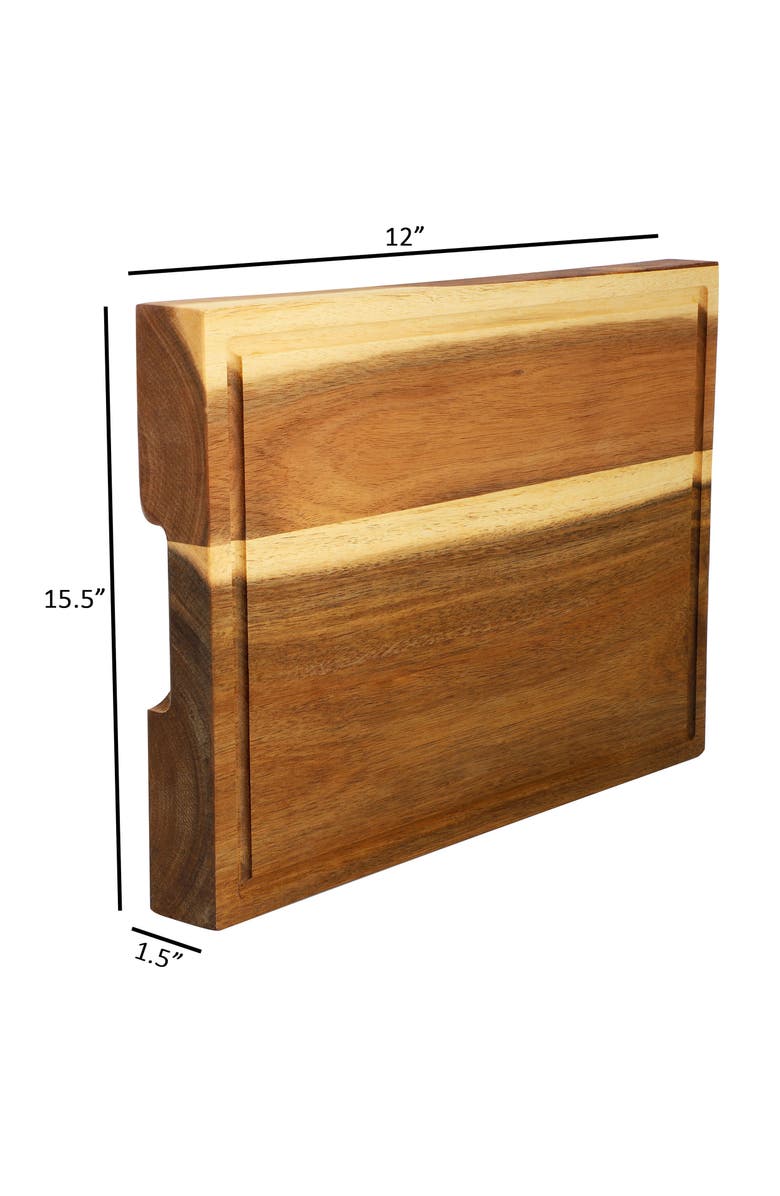 Megachef 15.5 x 12 Inch Acacia Wood 1.5 Inch Thick Carving and Cutting Serving Butcher Board with Juice Groove, Alternate, color, Acacia