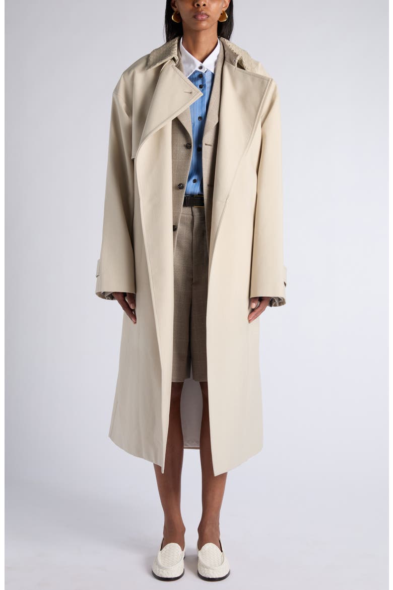 Woven Cotton Trench Coat, Main, color, 2512 BEIGE/ LIGHT BLUE