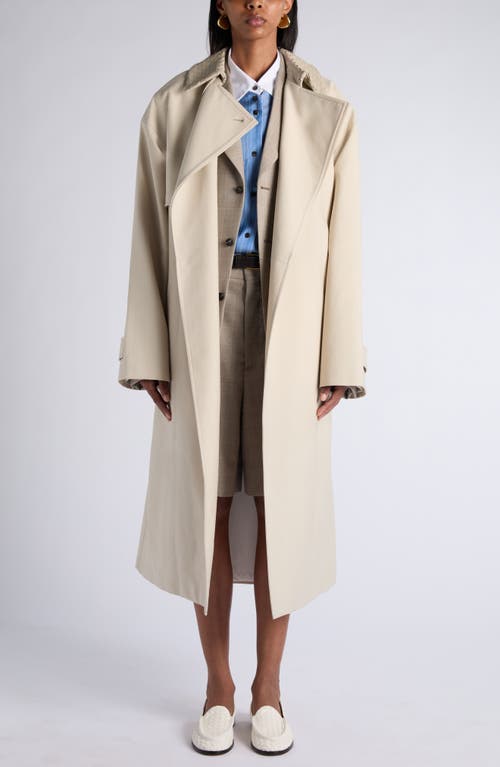 Bottega Veneta Woven Cotton Trench Coat in 2512 Beige/light Blue at Nordstrom, Size 36